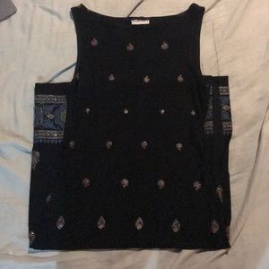 Knee Length Black And Designed Dress